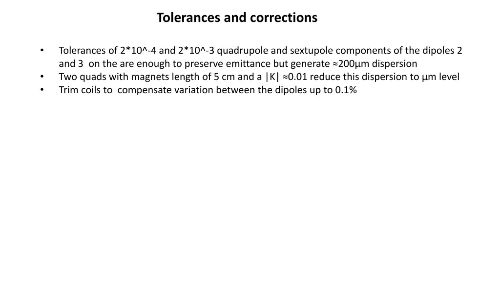 tolerances and corrections