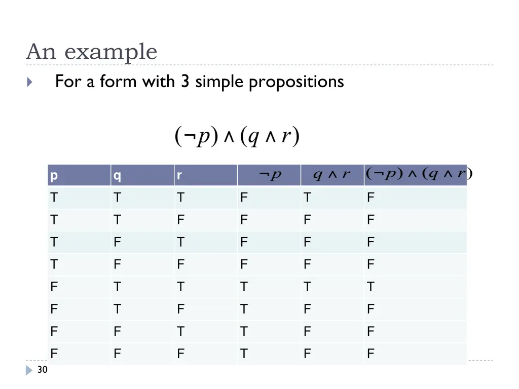 an example for a form with 3 simple propositions