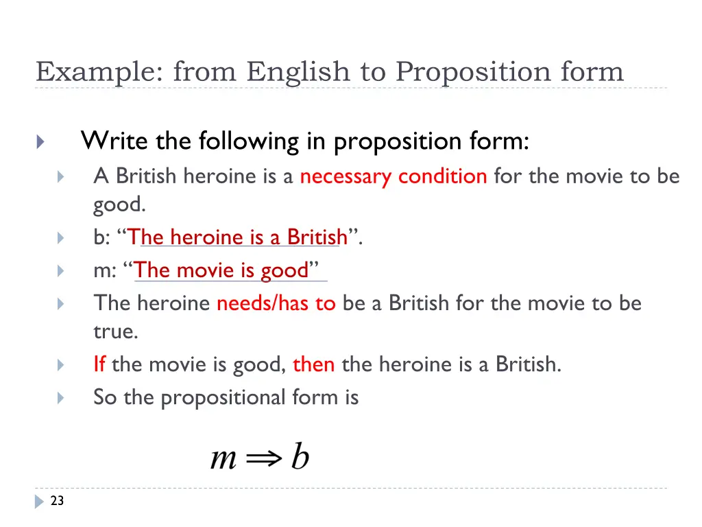 example from english to proposition form