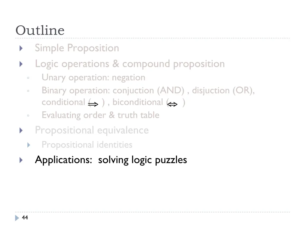 outline simple proposition logic operations