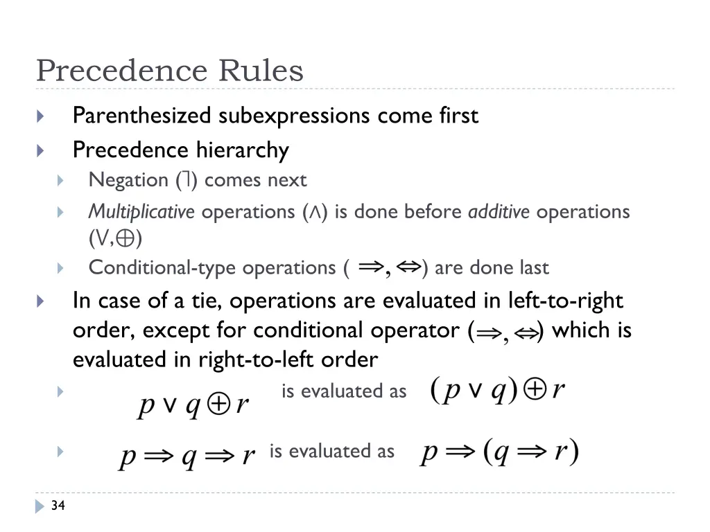 precedence rules parenthesized subexpressions