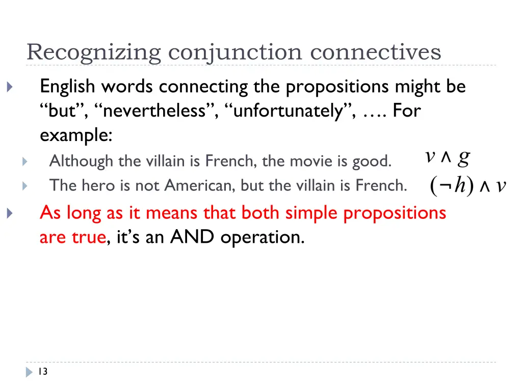 recognizing conjunction connectives english words