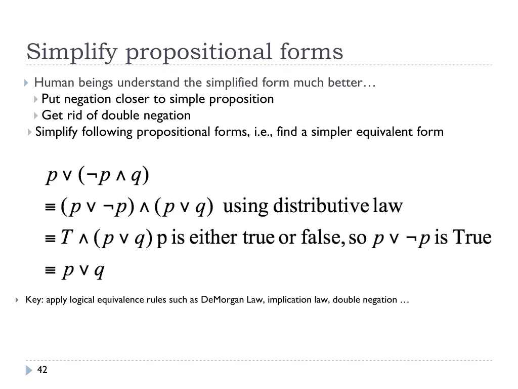 simplify propositional forms