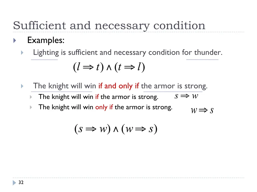sufficient and necessary condition examples