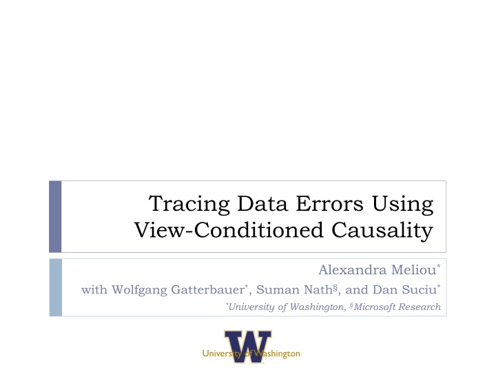 tracing data errors using view conditioned