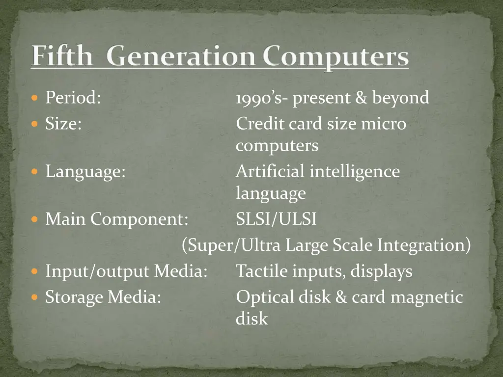 fifth generation computers
