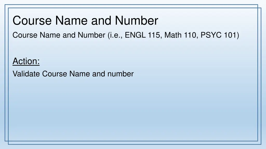 course name and number course name and number