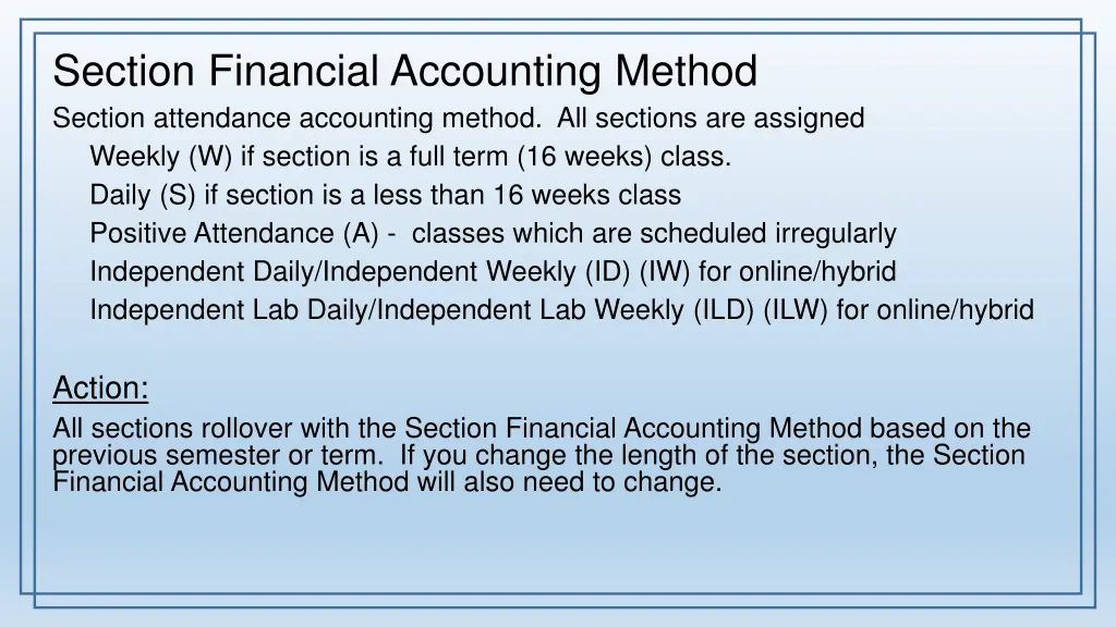 section financial accounting method section