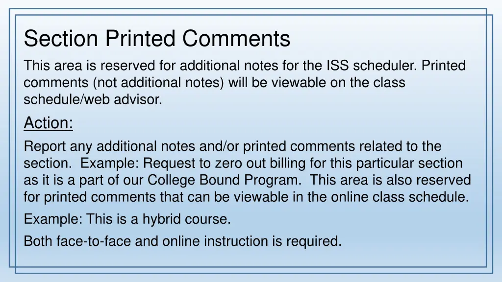 section printed comments this area is reserved