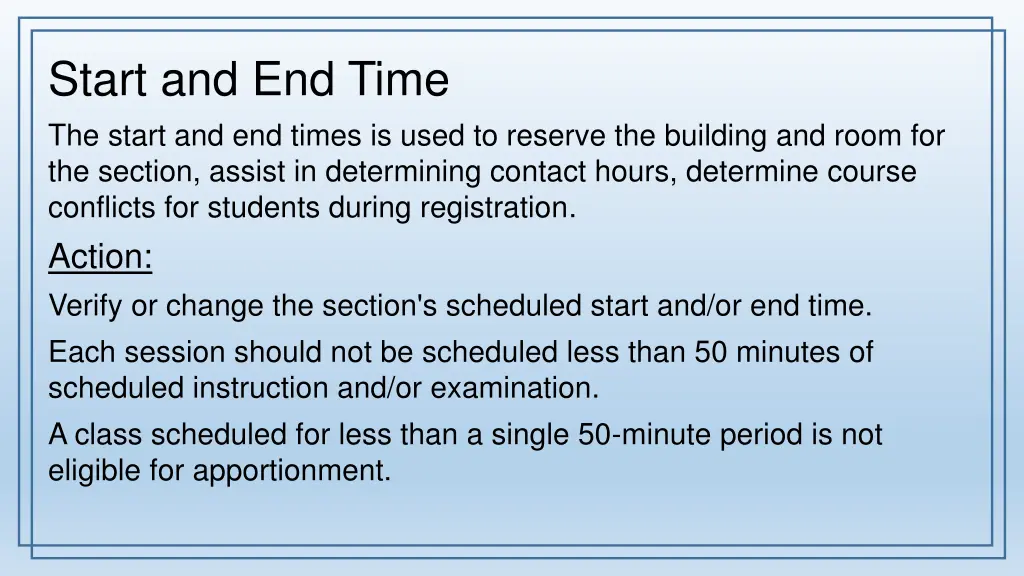 start and end time the start and end times