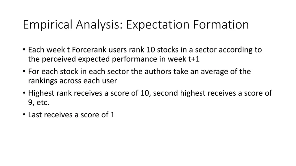 empirical analysis expectation formation