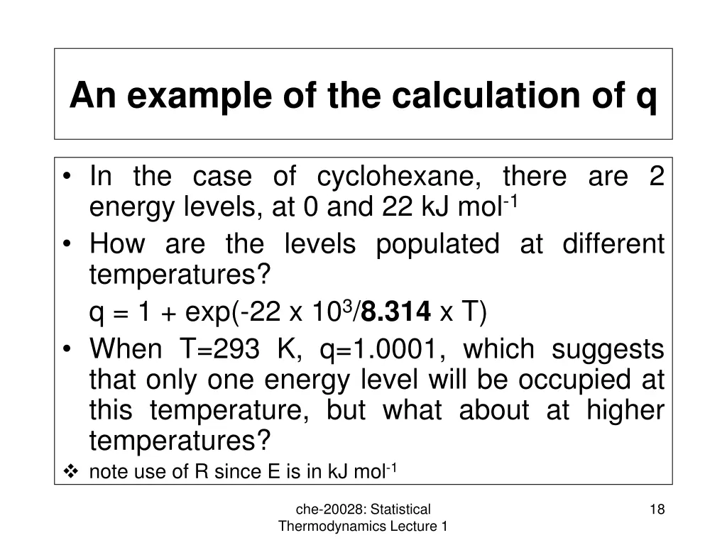 an example of the calculation of q