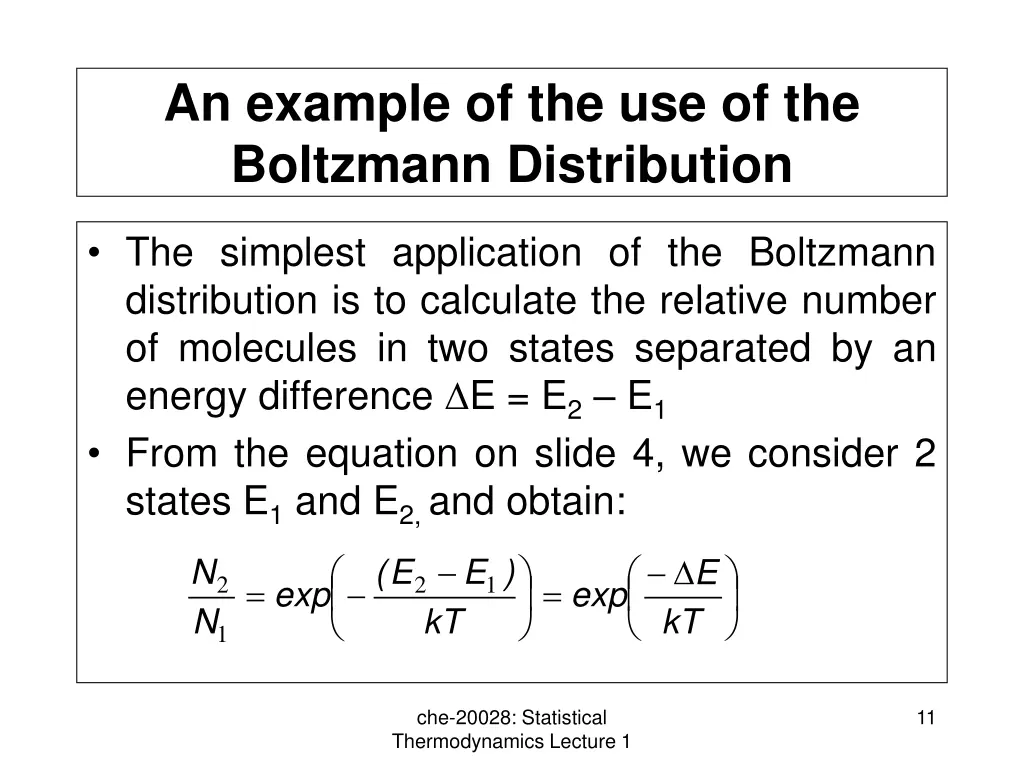 an example of the use of the boltzmann