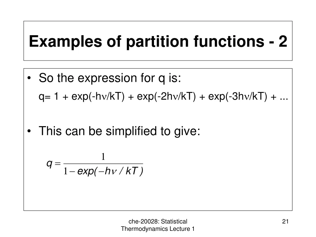 examples of partition functions 2
