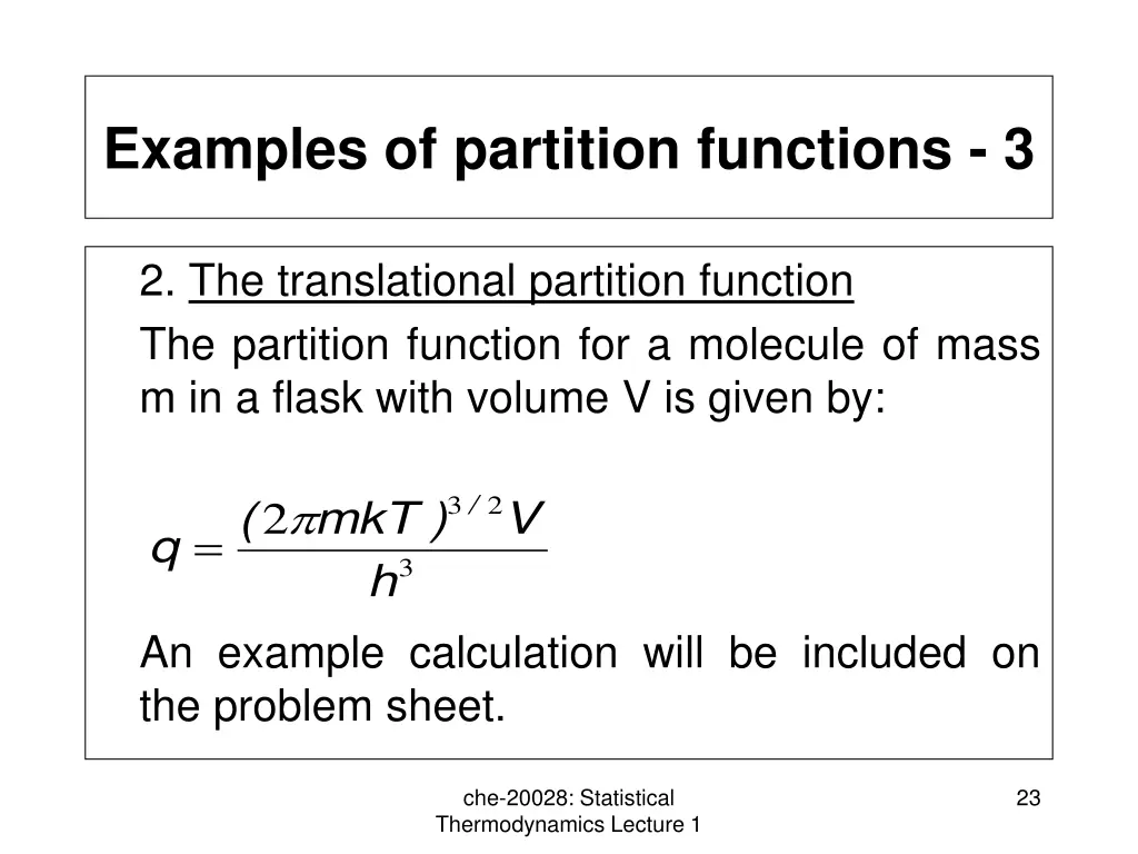 examples of partition functions 3