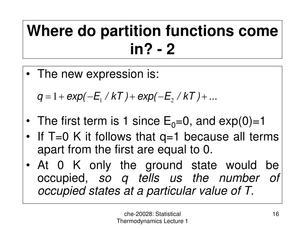 where do partition functions come in 2