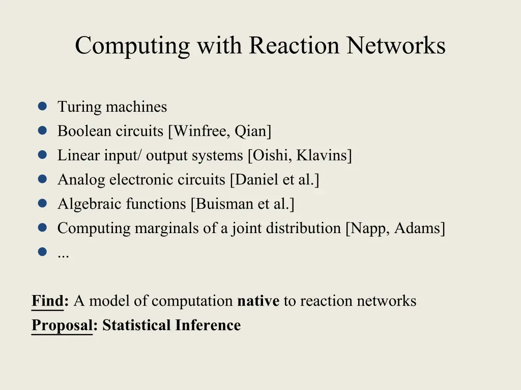 computing with reaction networks