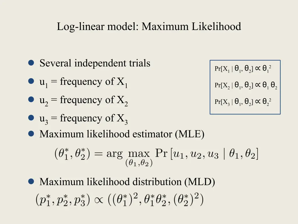 log linear model maximum likelihood