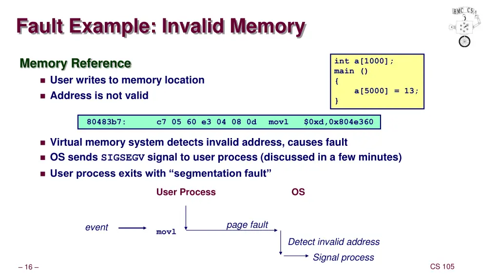 fault example invalid memory