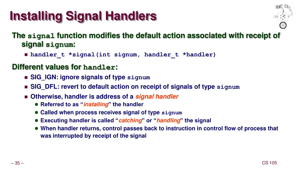 installing signal handlers