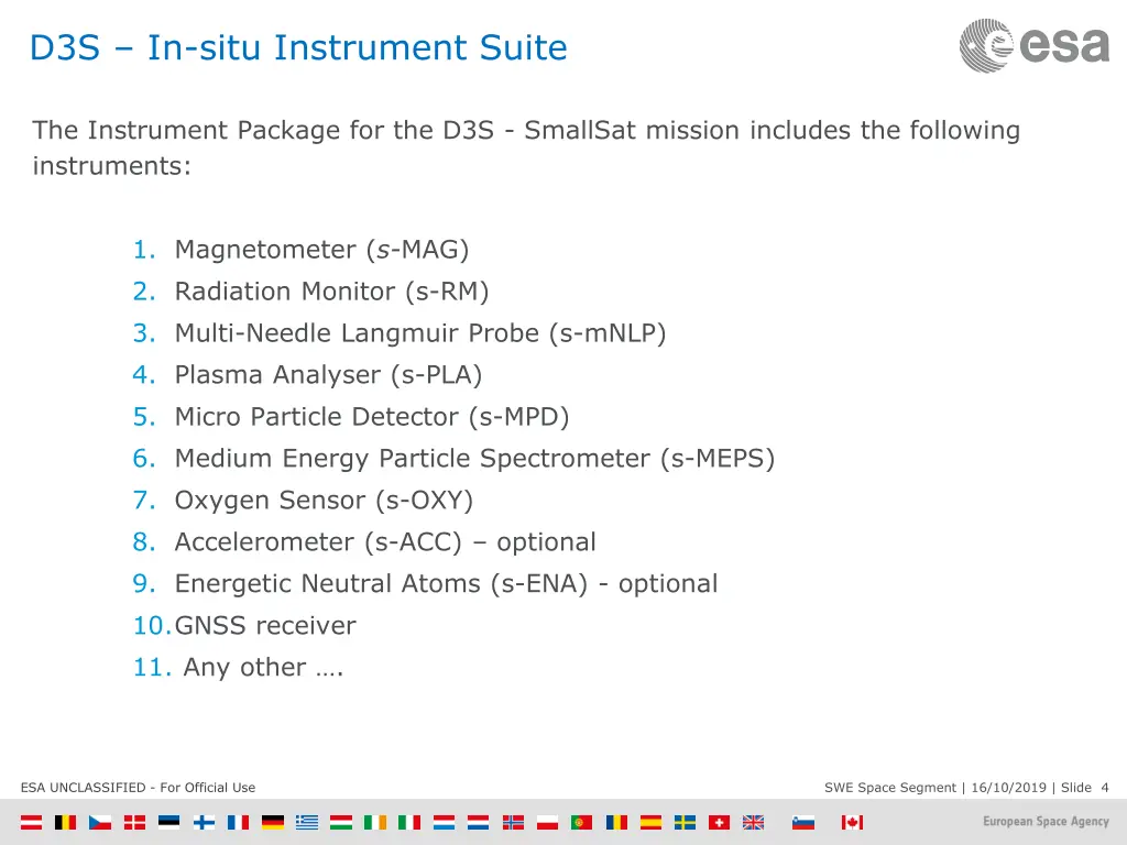 d3s in situ instrument suite