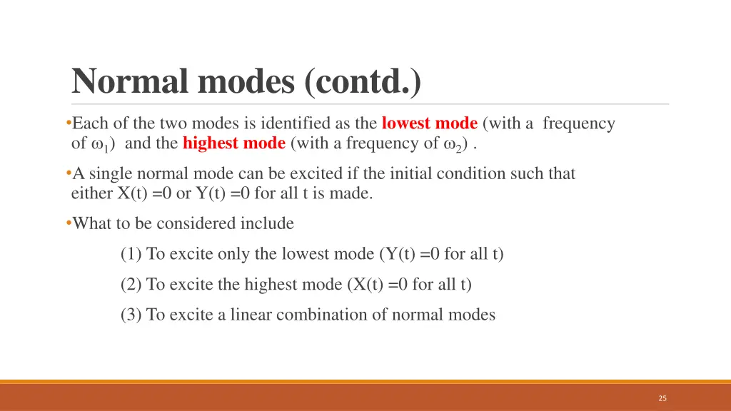normal modes contd
