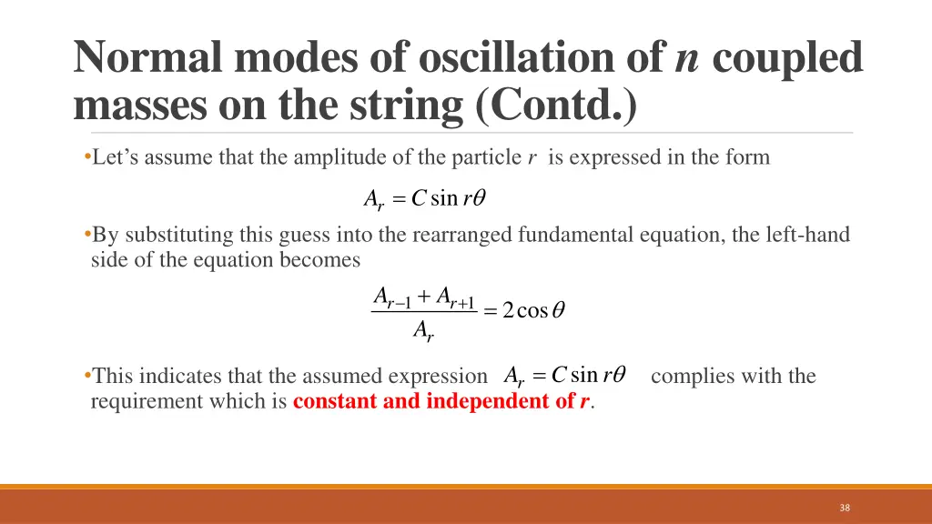 normal modes of oscillation of n coupled masses 1
