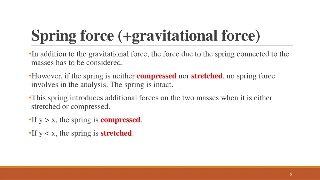 spring force gravitational force