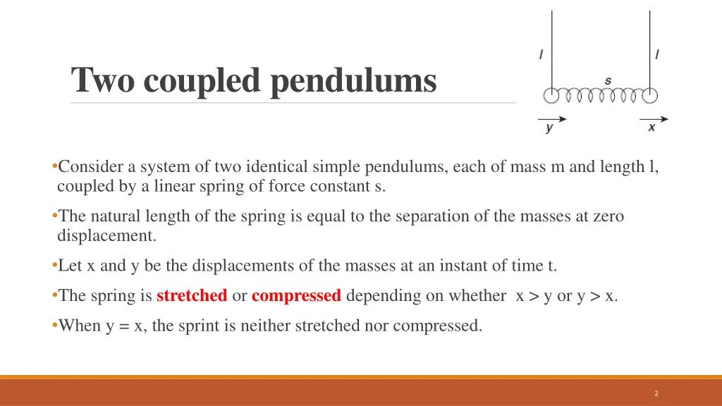 two coupled pendulums