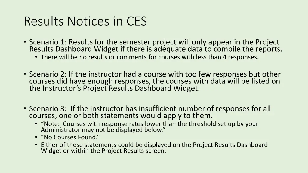 results notices in ces