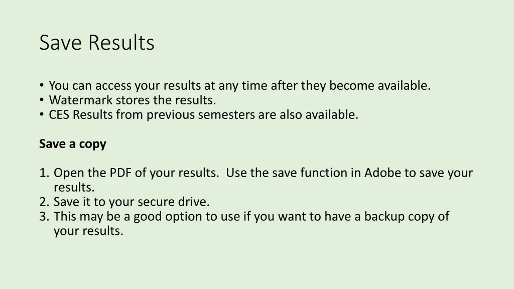 save results
