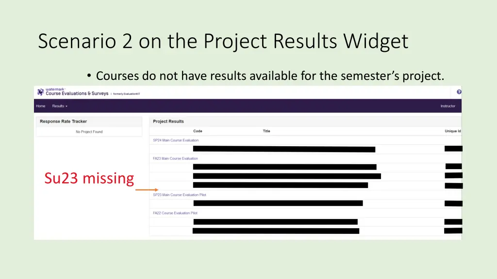 scenario 2 on the project results widget
