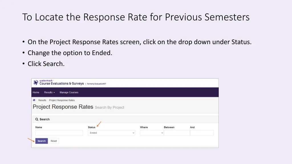 to locate the response rate for previous semesters