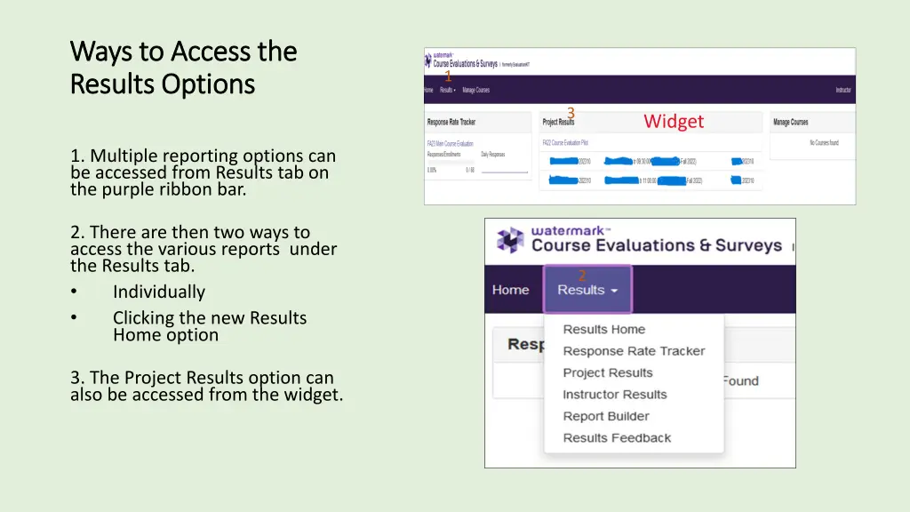 ways to access the ways to access the results