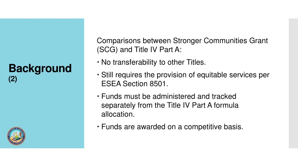 comparisons between stronger communities grant