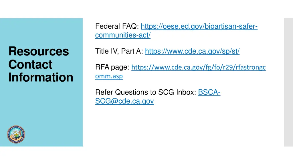 federal faq https oese ed gov bipartisan safer