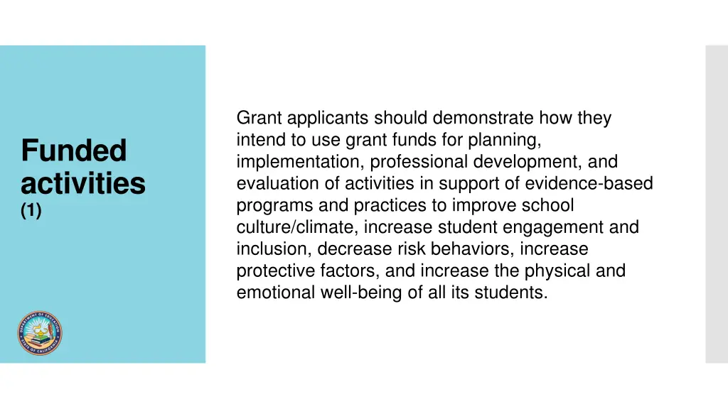 grant applicants should demonstrate how they