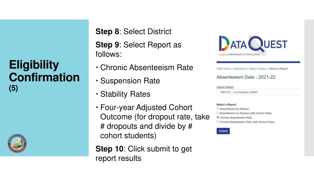 step 8 select district