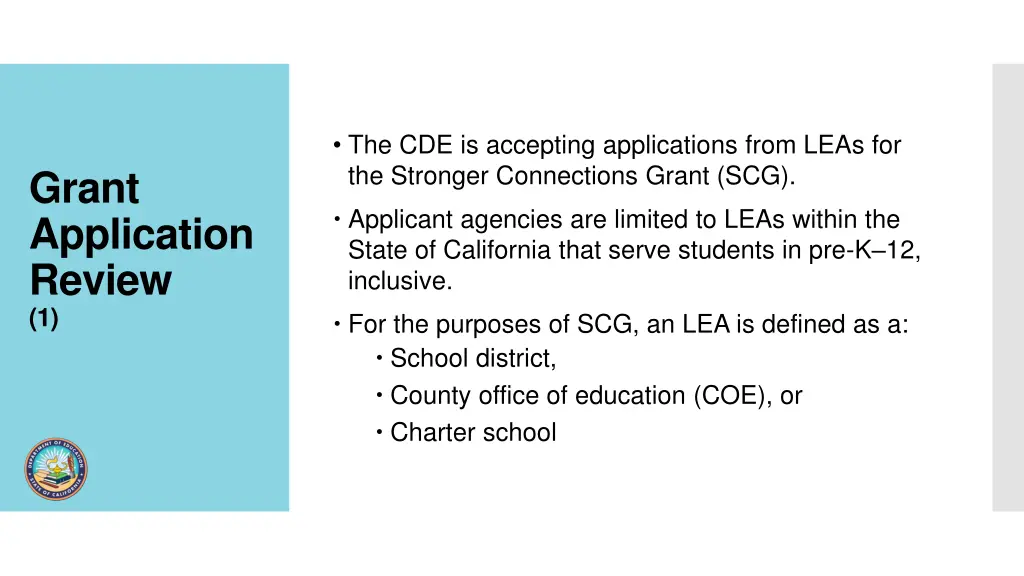 the cde is accepting applications from leas