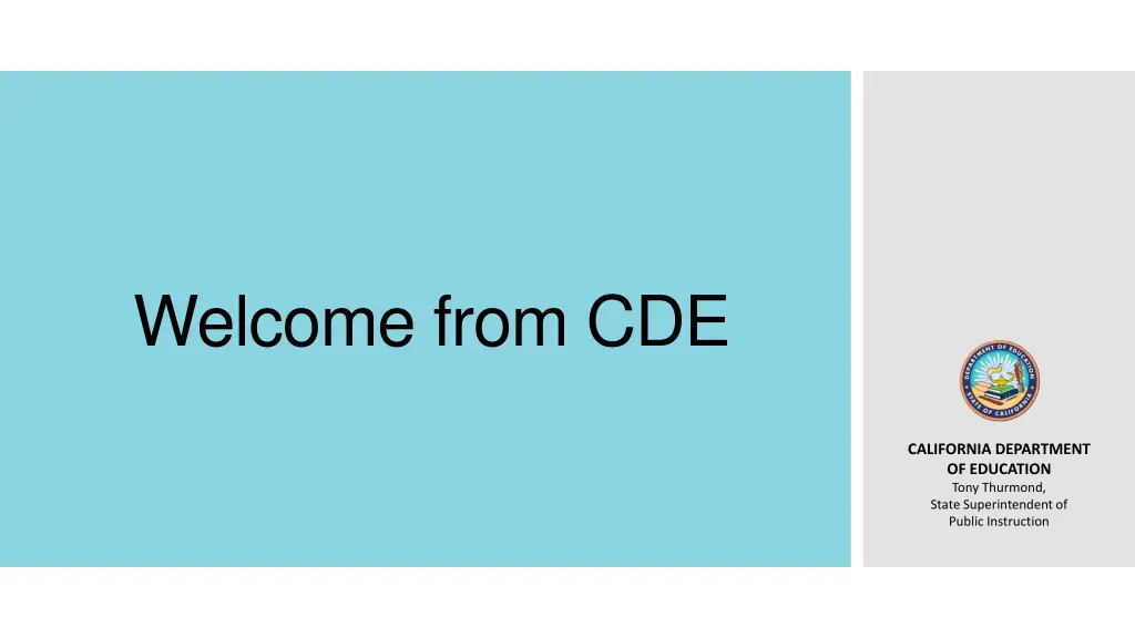 welcome from cde