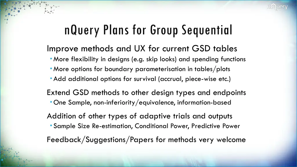 nquery plans for group sequential improve methods