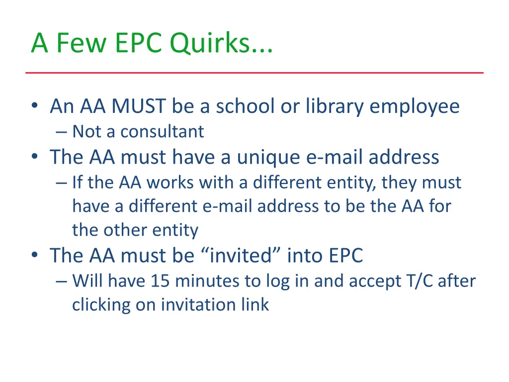 a few epc quirks