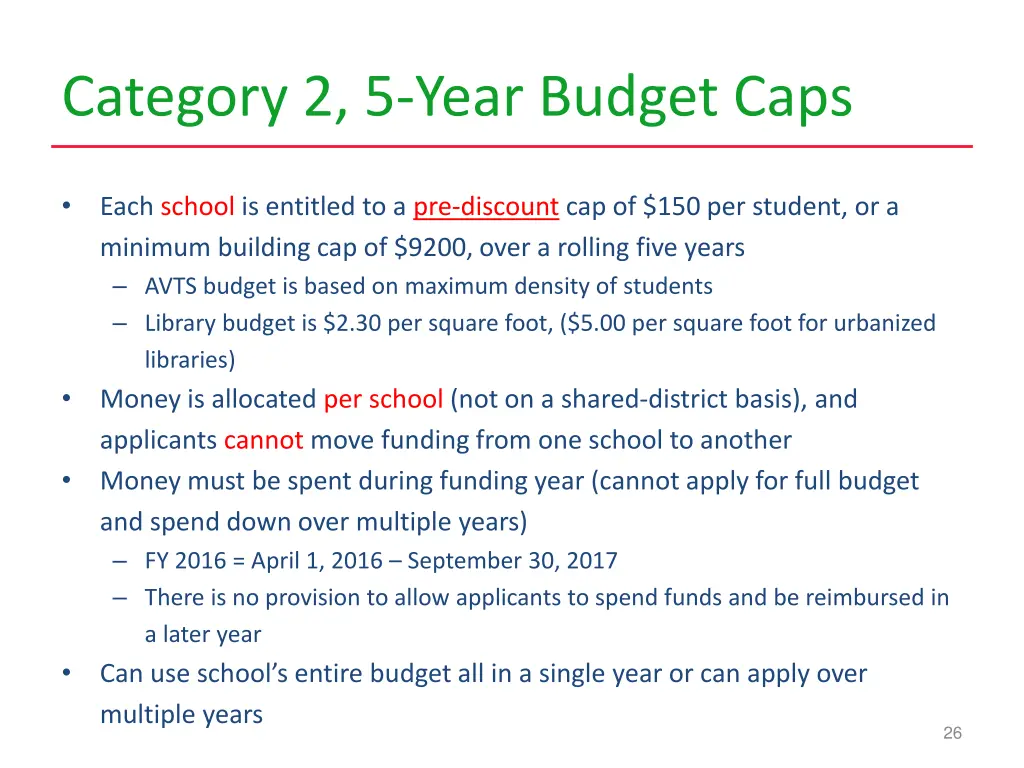 category 2 5 year budget caps