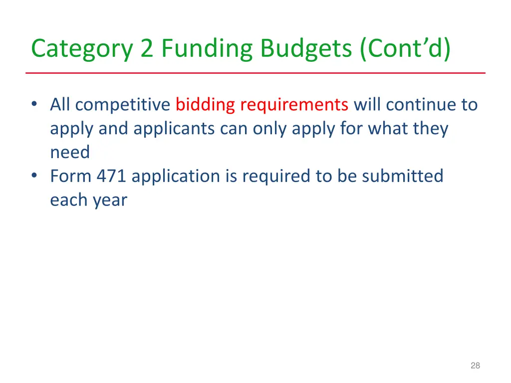 category 2 funding budgets cont d