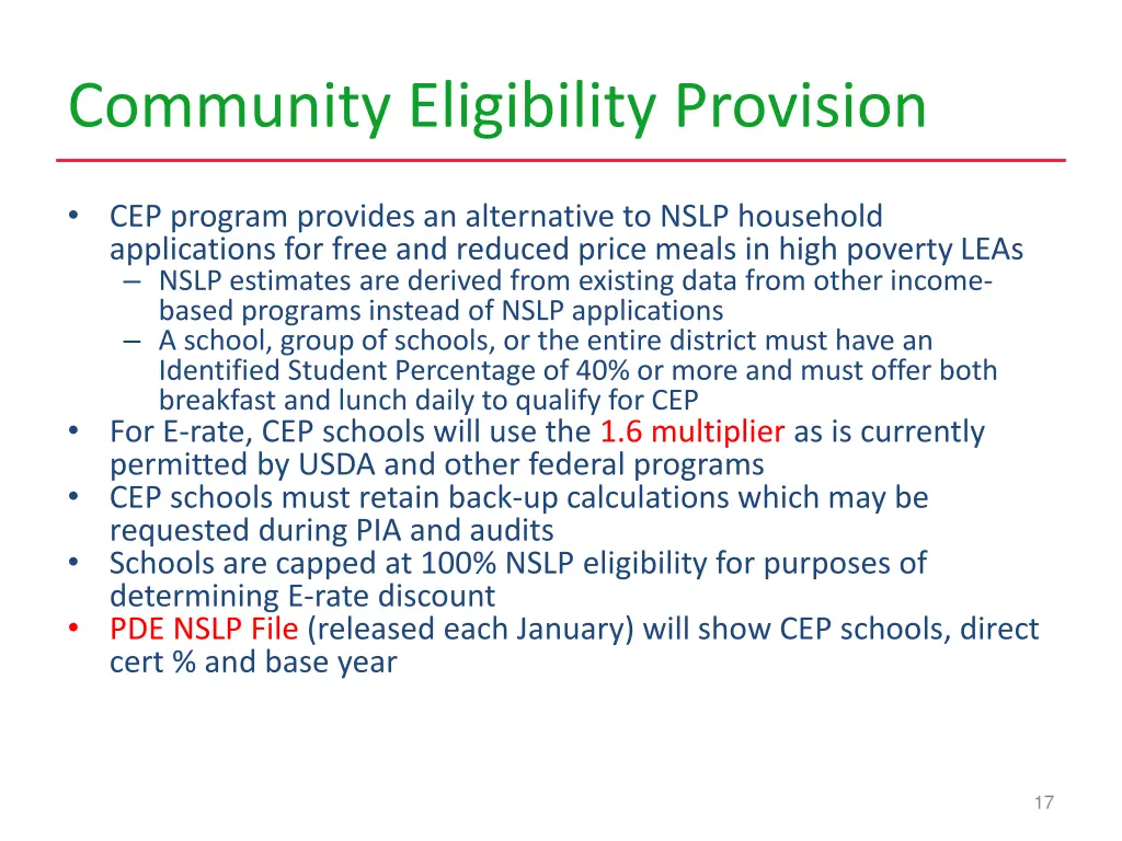 community eligibility provision