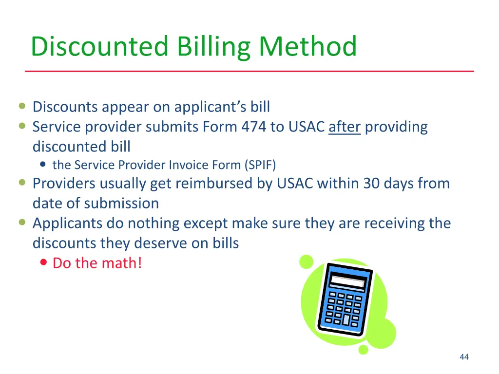 discounted billing method
