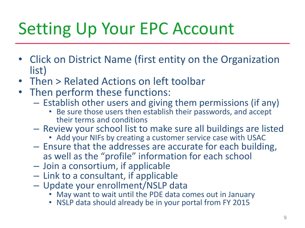 setting up your epc account