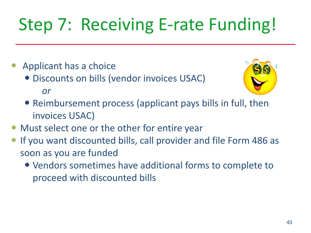 step 7 receiving e rate funding