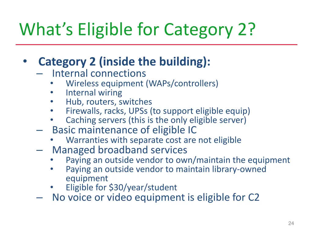 what s eligible for category 2