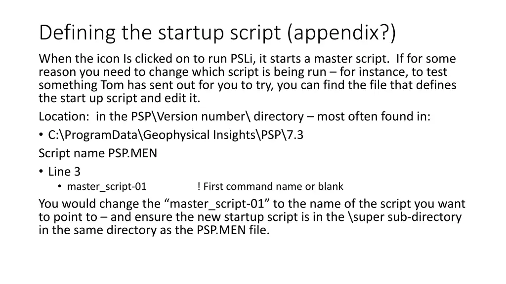 defining the startup script appendix